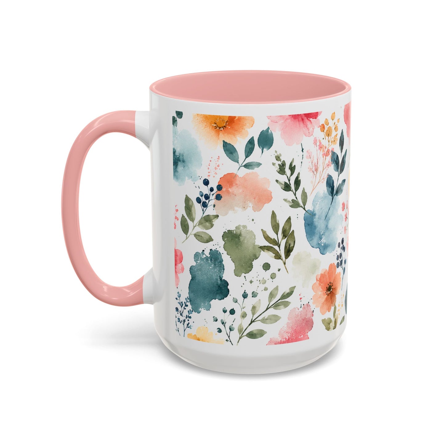 Watercolor Floral Accent Coffee Mug - 11/15oz