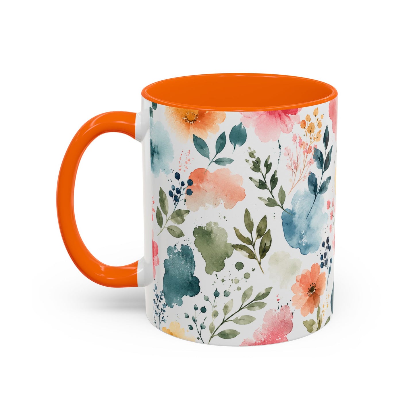 Watercolor Floral Accent Coffee Mug - 11/15oz