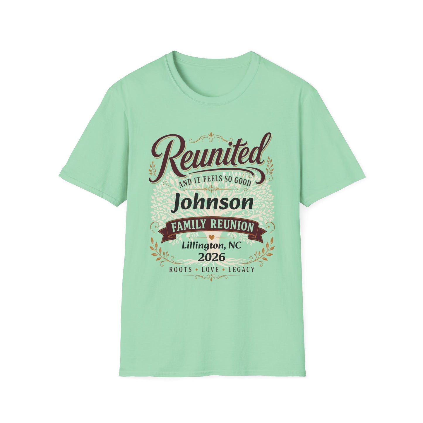 Family Reunion T-Shirt — "Reunited and It Feels So Good" Personalized Johnson, 2026