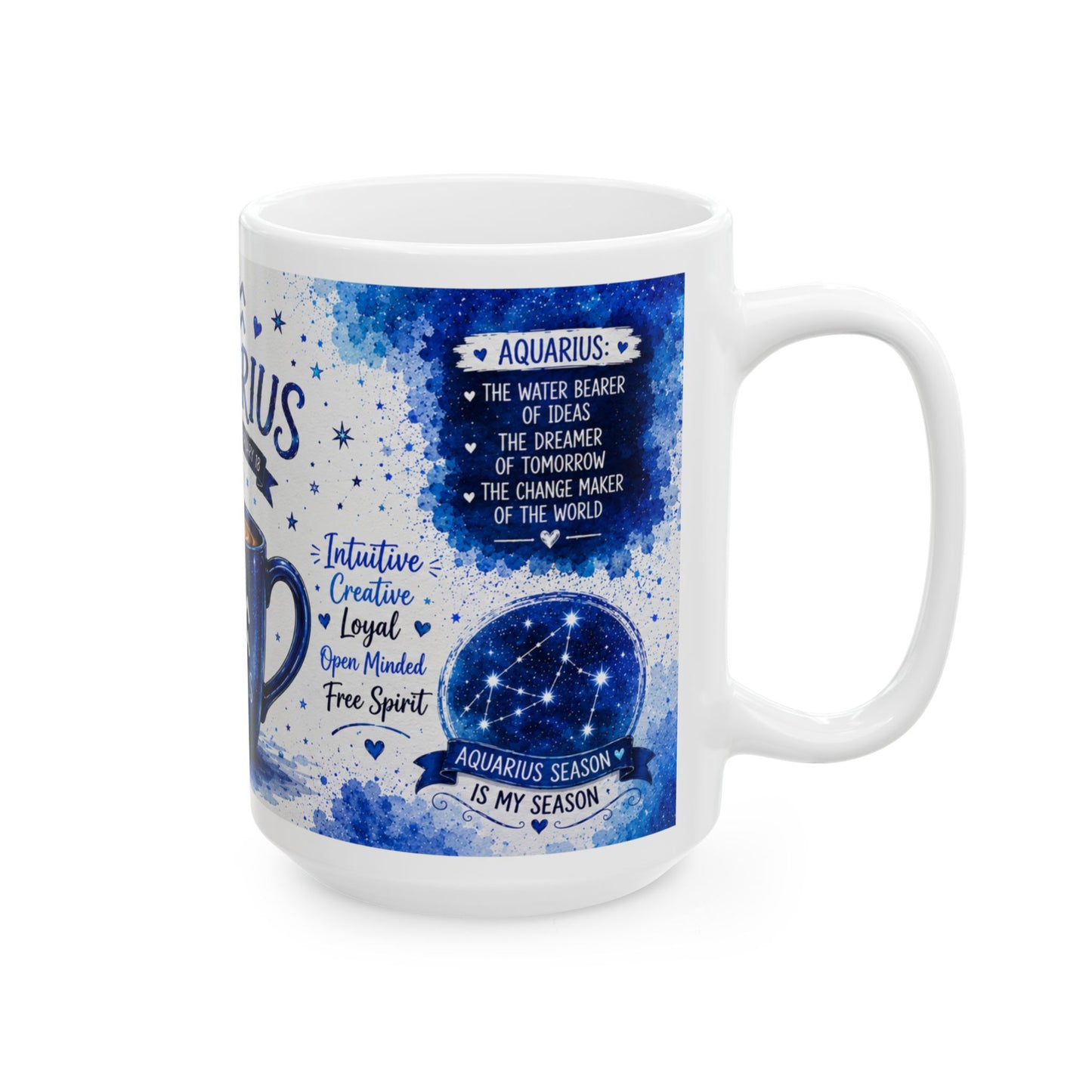 Aquarius Zodiac Coffee Mug — Horoscope Astrology Ceramic Mug (11oz & 15oz)