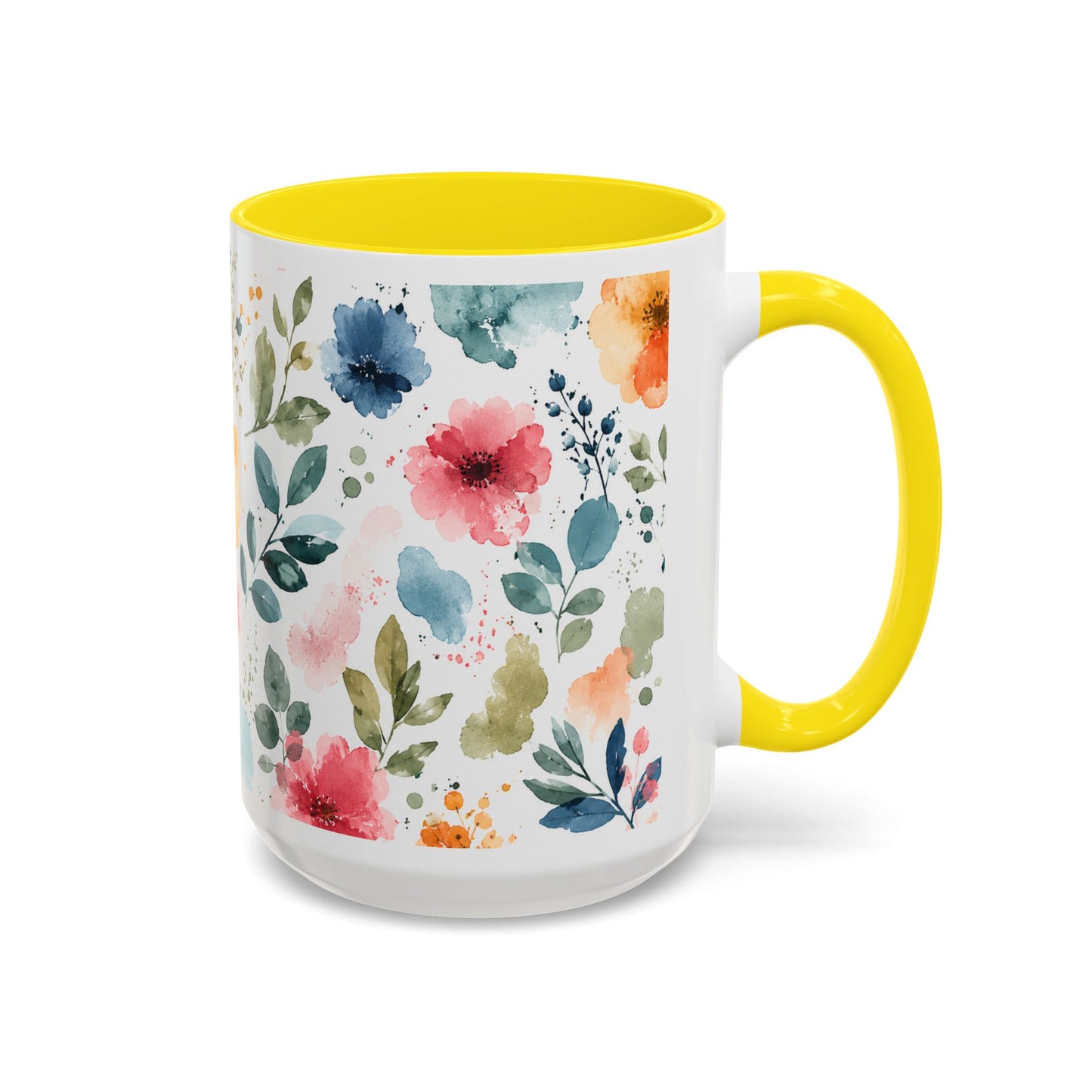 Watercolor Floral Accent Coffee Mug - 11/15oz