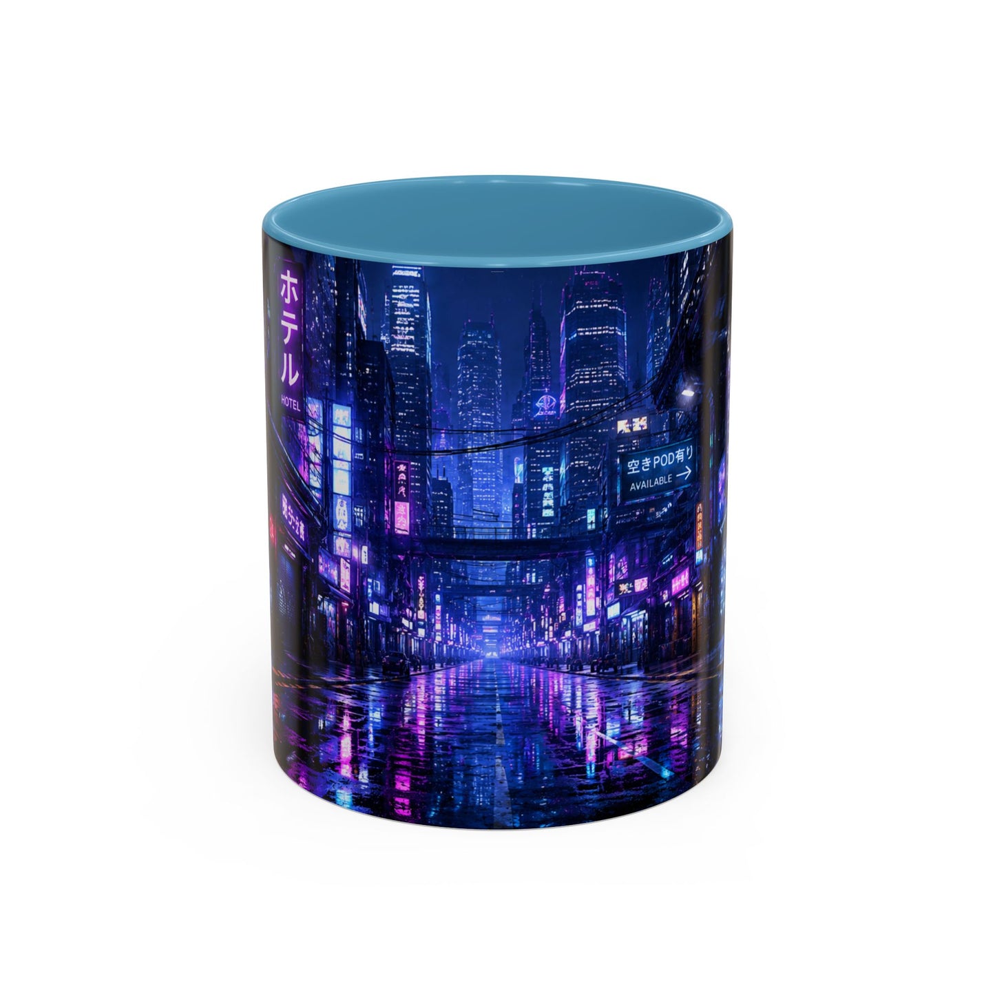 Neon Cityscape Coffee Mug - Cyberpunk Night Street 11/15oz Accent Mug